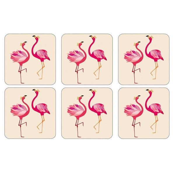 SM Flamingo Glasunderlägg 6-pack 10.5x10.5cm