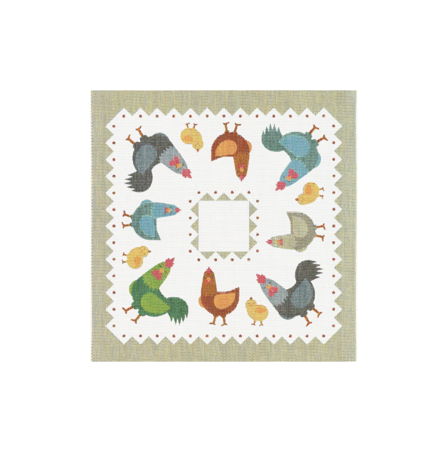 Hönsfamilj 35x35cm Småduk/Servett