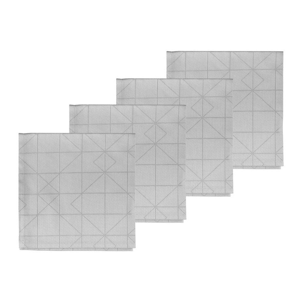 Tygservett 4-pack Refined damask White