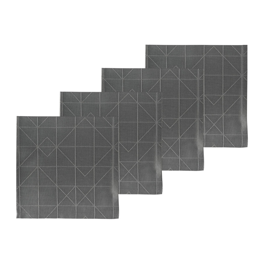 Tygservett 4-pack Refined damask Grey