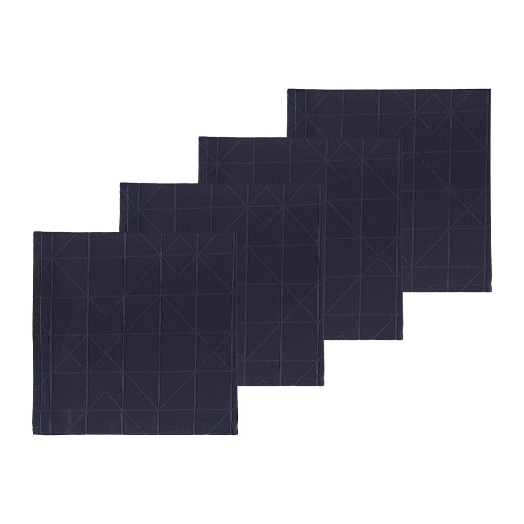 Tygservett 4-pack Refined damask Indigo