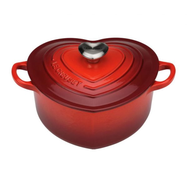 Hjärtformad Gryta med Hjärtknopp 1,9L, Cerise