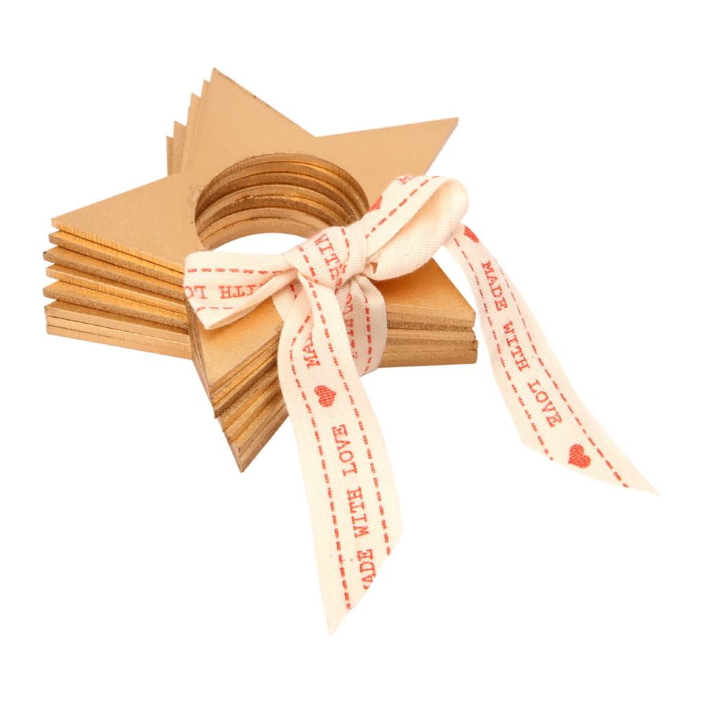Yuletide Servettring i Trä 4-pack, Gold Star