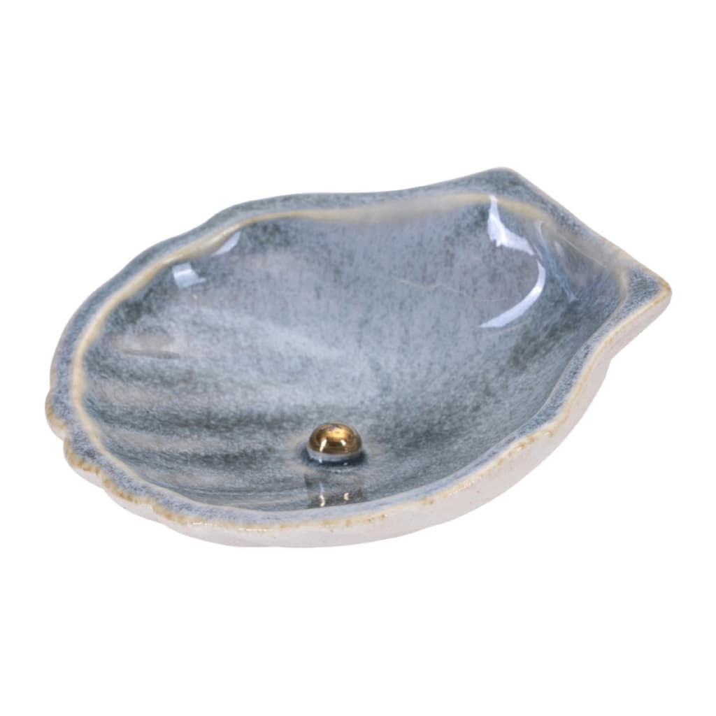 Pilgrimsmussla med Guldpärla Liten Ø6cm, Creme