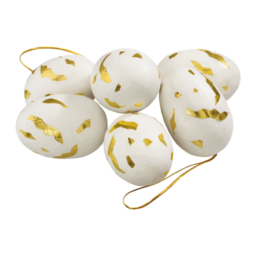 Goldie Ägg 7cm, Vit/Guld
