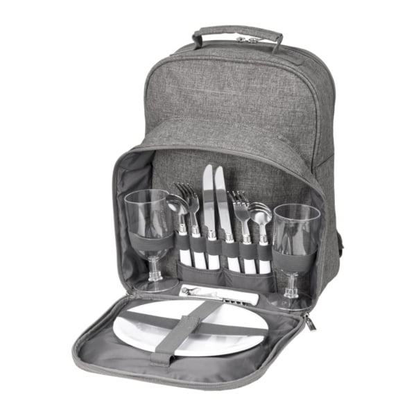 Peri Picknickryggsäck 2 personer med Tillbehör 26x17x35cm, Grå