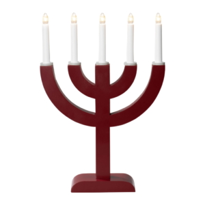 Elljusstake 5 Ljus Trä, Mörkröd/Beige Dekoration