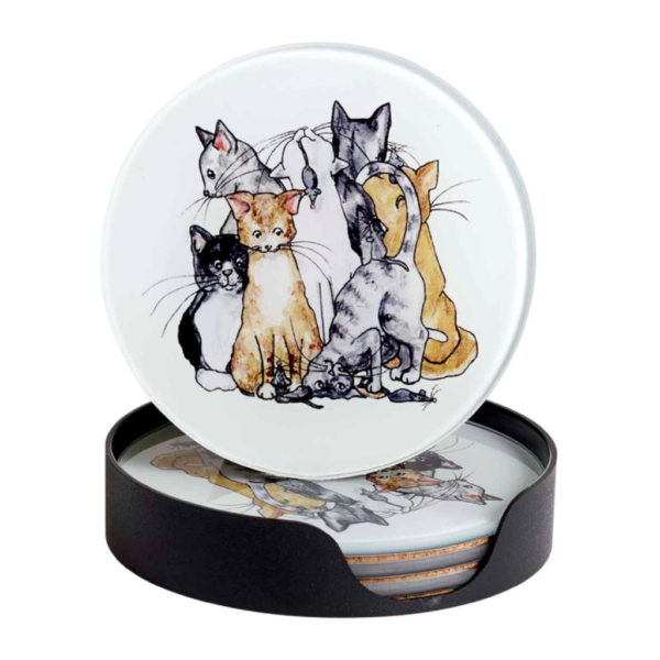 Katt Glasunderlägg 4-pack
