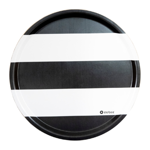 Stripes Rund Bricka 38cm, Svart/Vit - Bild 2