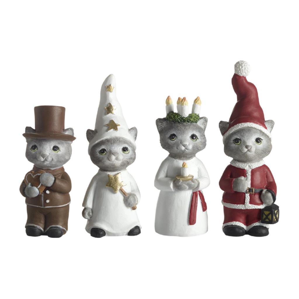 Luciatåg Katter Stort 6,5-8,3cm 4 delar