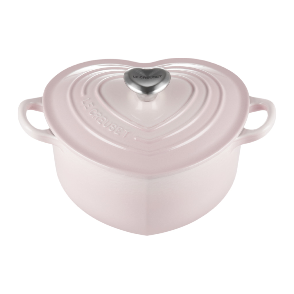 Hjärtformad Gryta med Hjärtknopp 1,9L, Shell Pink