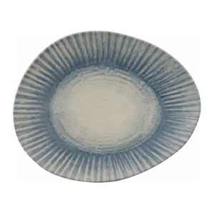 Sunlight Blue Stengods Tallrik Organiskt Formad 31x26cm
