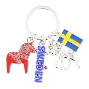 Nyckelring Dalahäst Sweden Älg Flagga