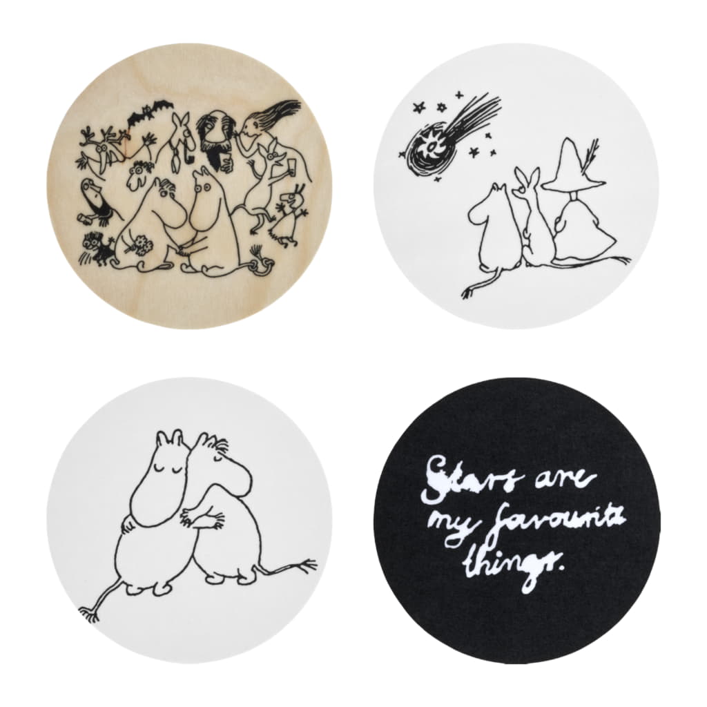Mumin Glasunderlägg i Plåtburk 4-pack, Moomin 80