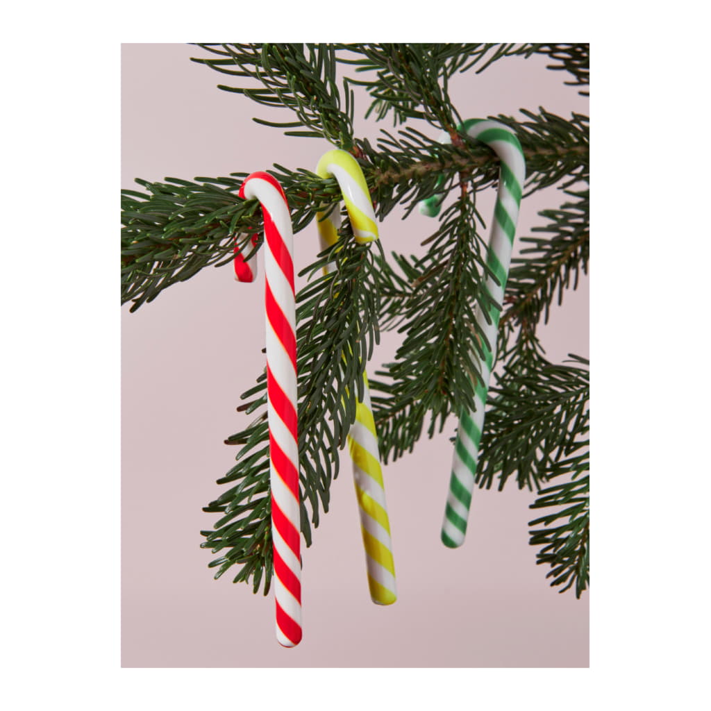 Polka Glasdekoration 17cm, Vit/Gul - Bild 3