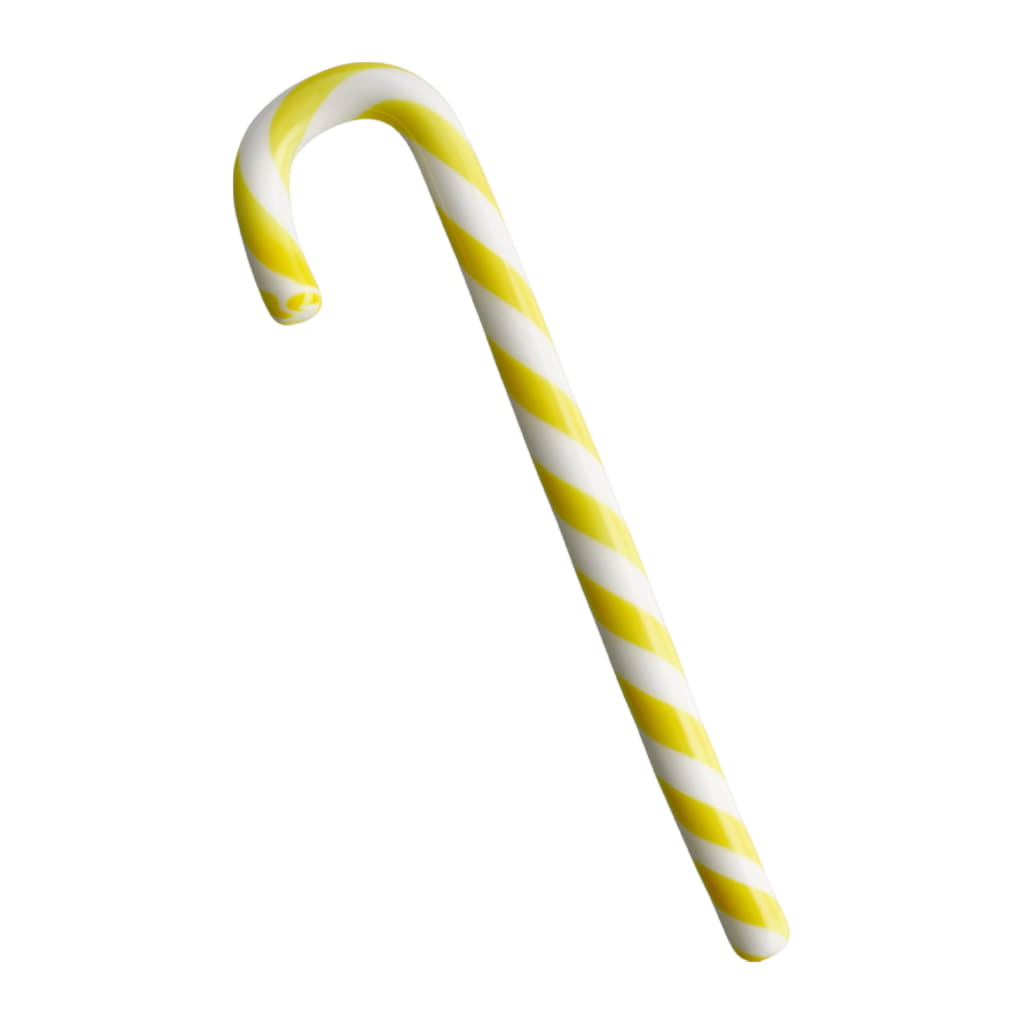 Polka Glasdekoration 17cm, Vit/Gul