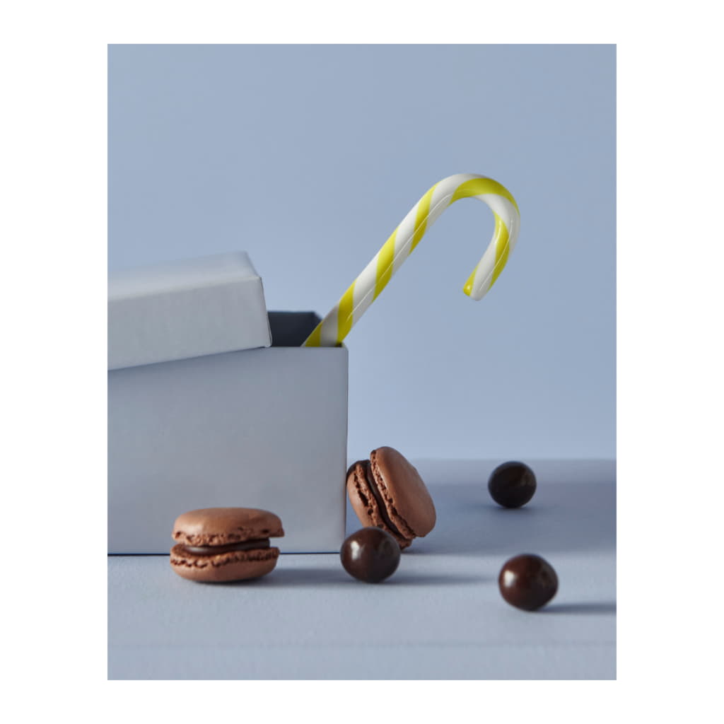 Polka Glasdekoration 17cm, Vit/Gul - Bild 2