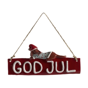 God Jul Dörrskylt Hunden Dusty 18cm