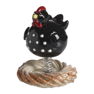 Höna med Fjäder 6,5cm, Svart