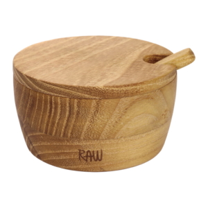 Raw Saltkar med Lock och Sked, Teak