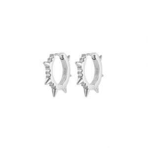 Crown Spike Earring, Clear/Silver