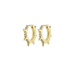 Crown Spike Earring, Clear/Gold