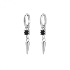 Spike Hoop Earring, Black/Silver