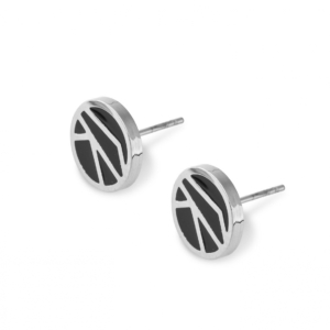 Rose Enamel Earing, Black/Silver