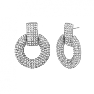 Studio Large Earring, Clear/Silver
