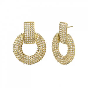 Studio Large Earring, Clear/Gold