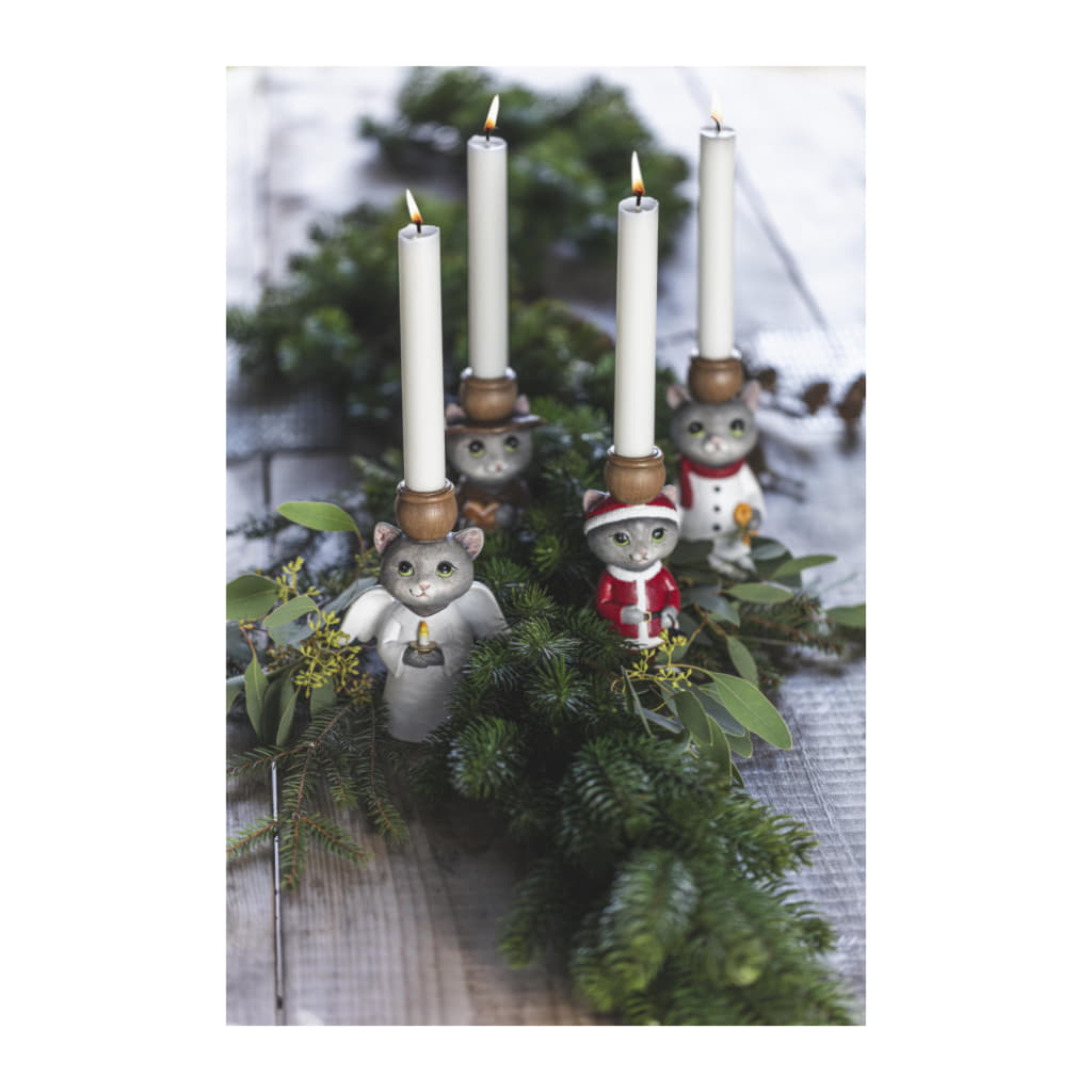 Katt Ljusstake 14,8cm, Snögubbe - Bild 2