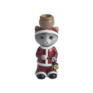 Katt Ljusstake 14,8cm, Tomte