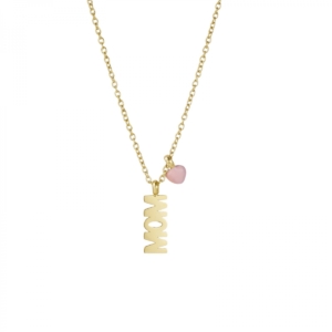 MOM & Heart Necklace, Lt.Pink/Gold