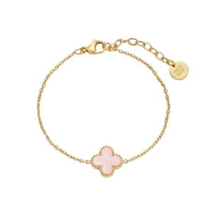 Clover Enamel Bracelet, Lt.Pink/Gold
