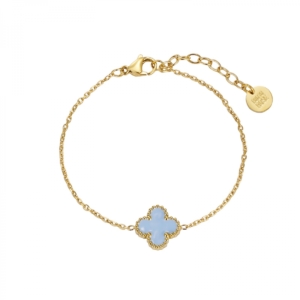 Clover Enamel Bracelet, Lt.Blue/Gold