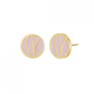 Rose Enamel Earring, Lt.Pink/Gold
