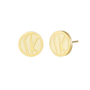 Rose Enamel Earring, Yellow/Gold