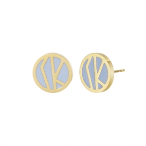 Rose Enamel Earring, Lt.Blue/Gold