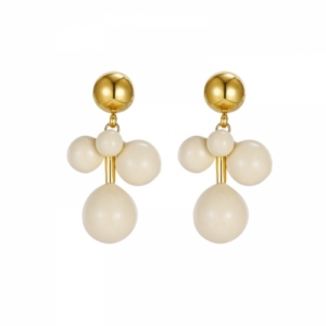 Brea Enamel Earring, Ivory/Gold