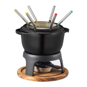 Foni Fondue Gjutjärn/Emalj/Svart Akacia