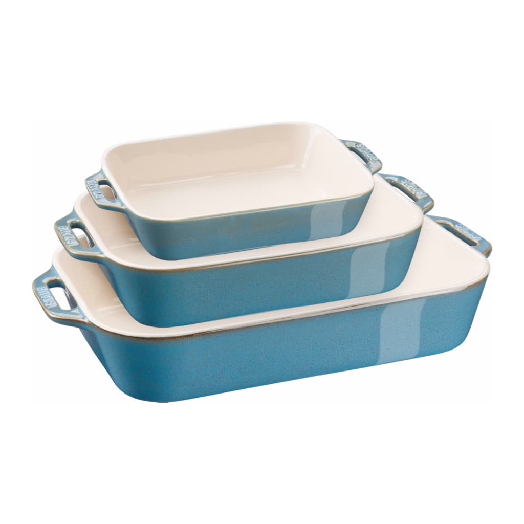 Staub Ugnsformset 3 delar 20x16/27x20/34x24cm, Ancient Turqouise