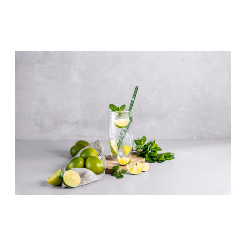 Sorrento Glassugrör 23cm 4-pack med Rengöringsborste, Färgade Raka - Bild 2