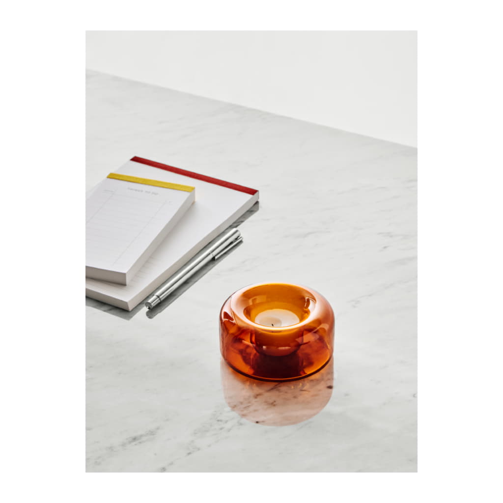 Happy Ljuslykta Set 3 delar 6,8/10,5/15cm, Bärnsten - Bild 2