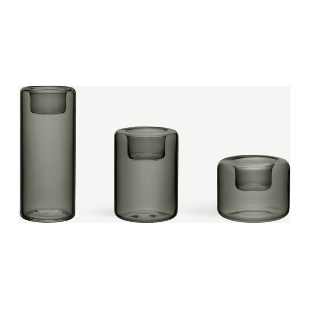 Happy Ljuslykta Set 3 delar 6,8/10,5/15cm, Antracit